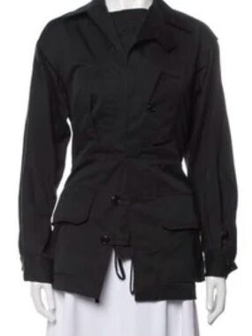 Balenciaga Black Women's Utility Jacket - Sleek Button-Front Coat size 38/S